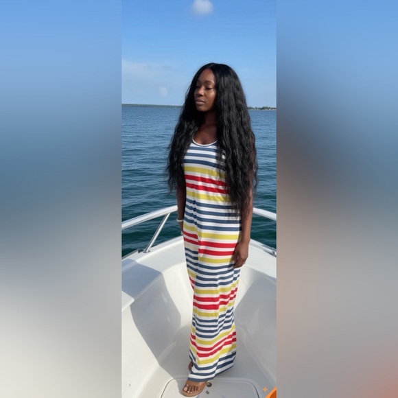 RACHEL Rachel Roy Striped Print Scoop Neck Sleeveless Maxi Dress ( XL ) NWT $109 - Picture 10 of 13